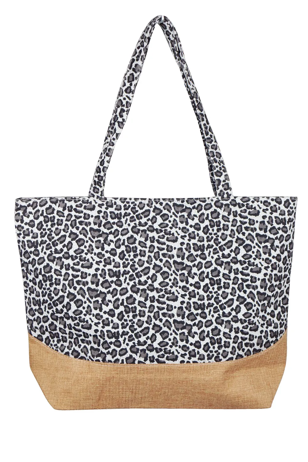 LEOPARD PRINT JUTE TOTE BAG