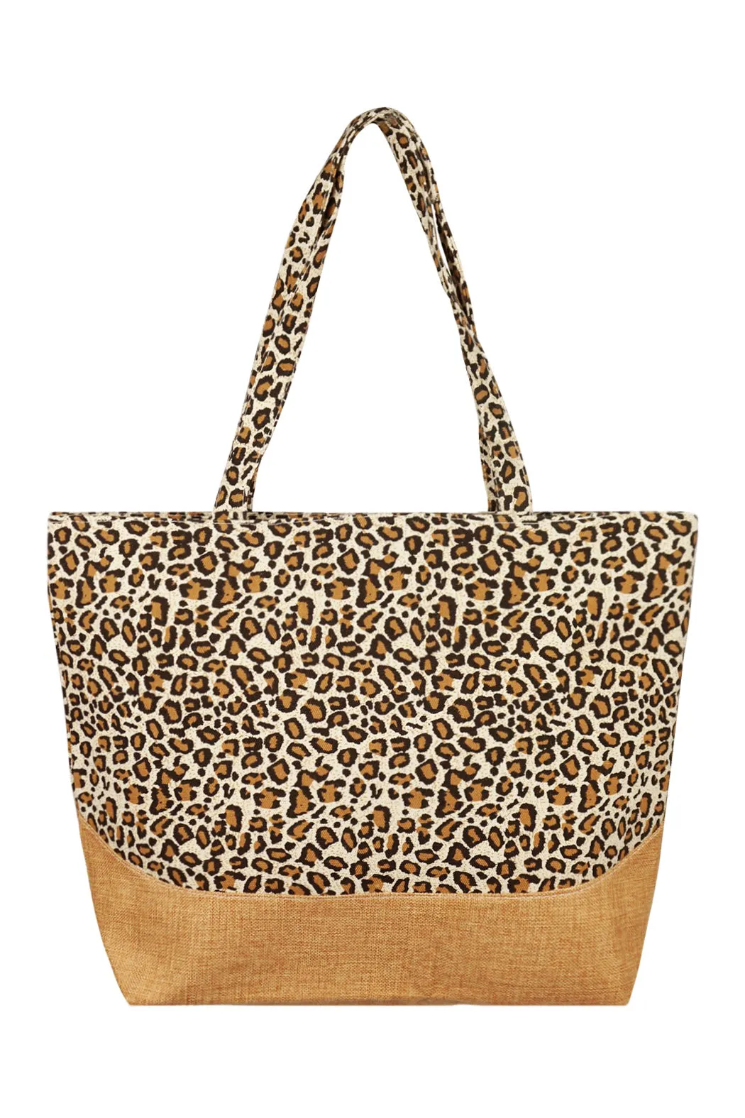 LEOPARD PRINT JUTE TOTE BAG