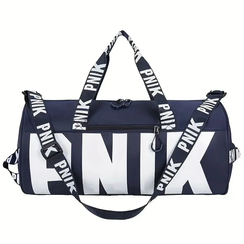 Letter Pattern Sports Cylinder Bag - Large Capacity Travel Bag for Yoga and Fitness - Fashionable Oxford Cloth Handbag