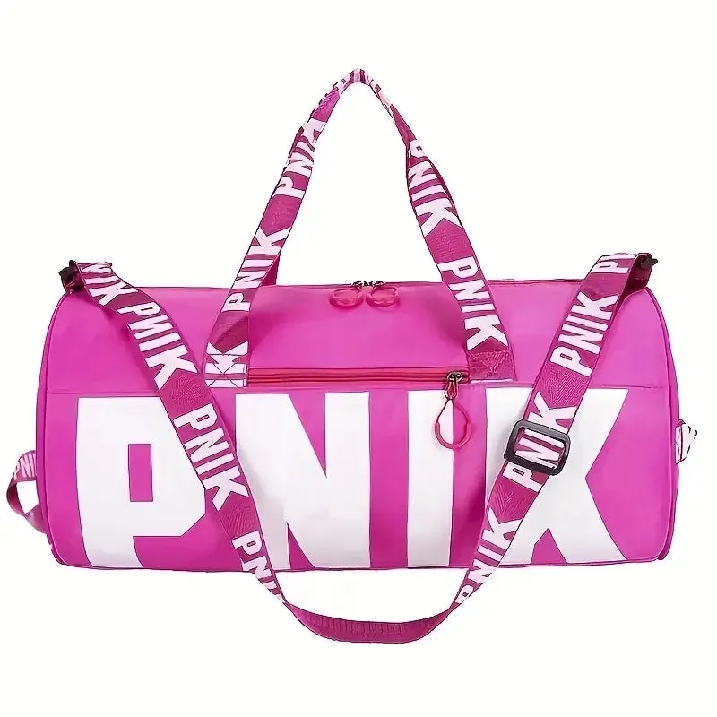 Letter Pattern Sports Cylinder Bag - Large Capacity Travel Bag for Yoga and Fitness - Fashionable Oxford Cloth Handbag