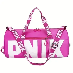 Letter Pattern Sports Cylinder Bag - Large Capacity Travel Bag for Yoga and Fitness - Fashionable Oxford Cloth Handbag