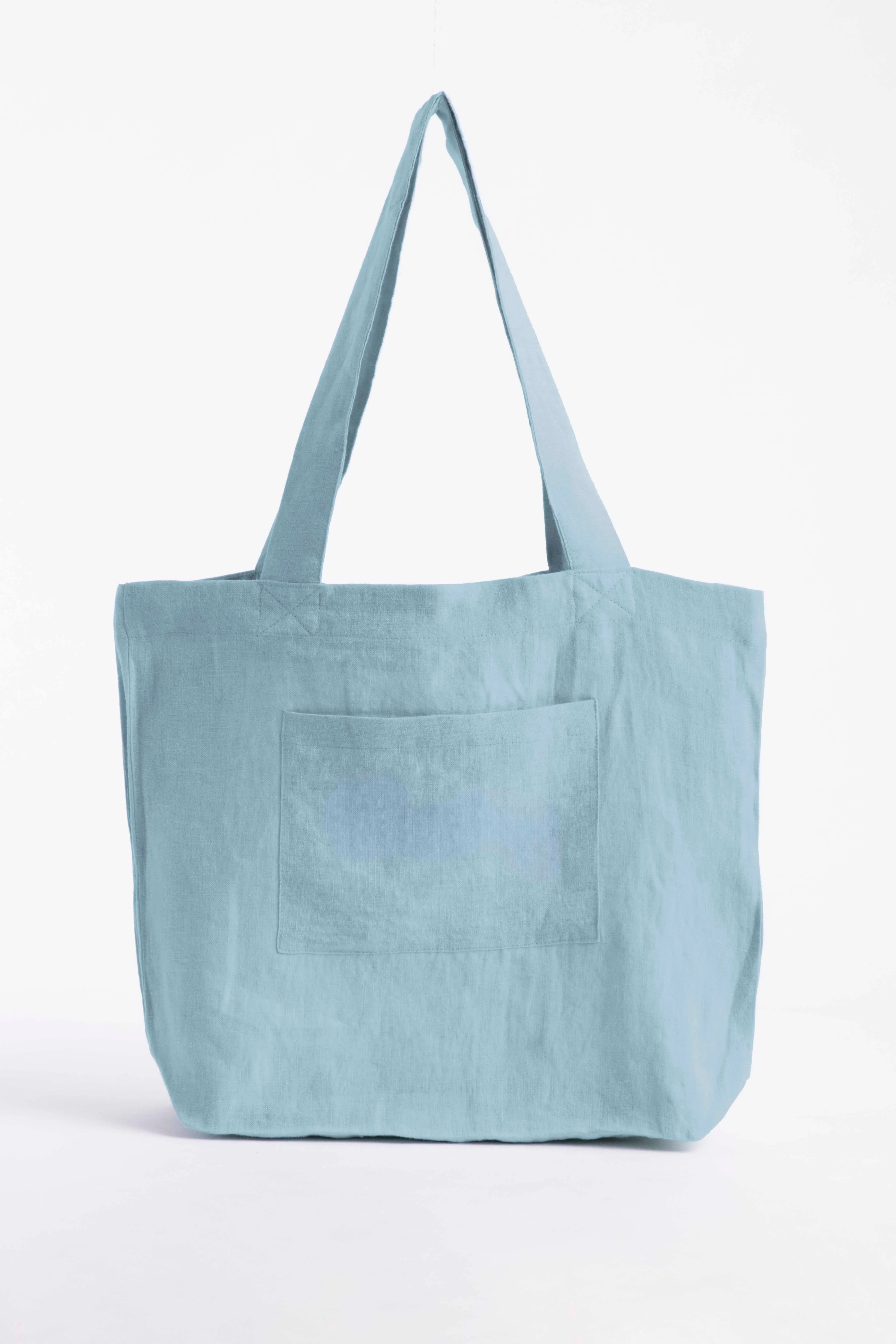 Linen Tote Bag-Bottle Green