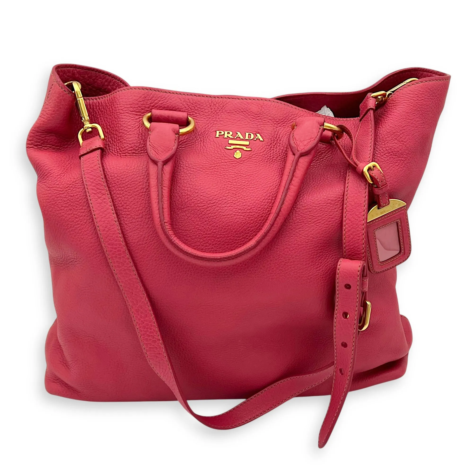 Logo Tote Bag Pink in Calfskin, Gold hardware