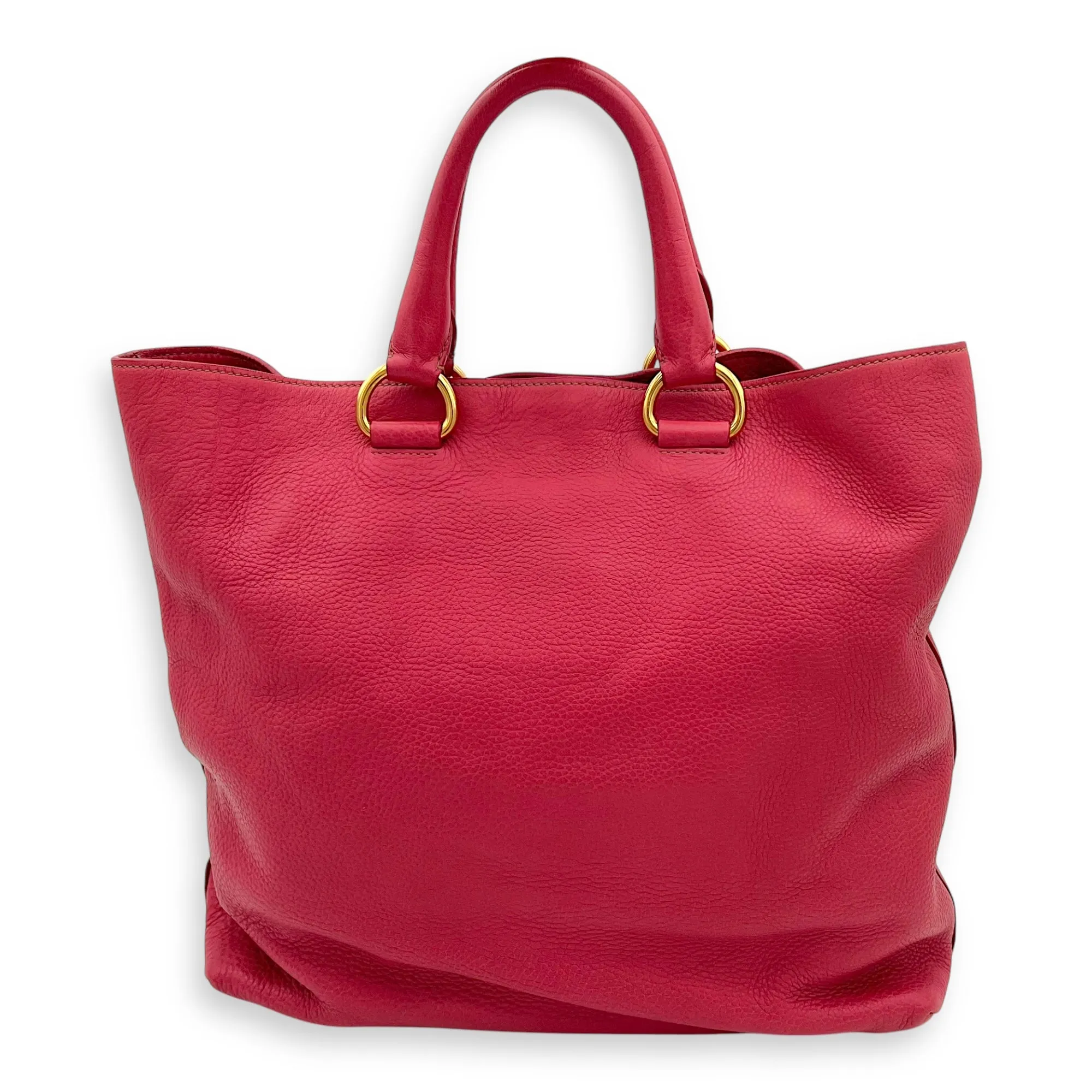 Logo Tote Bag Pink in Calfskin, Gold hardware