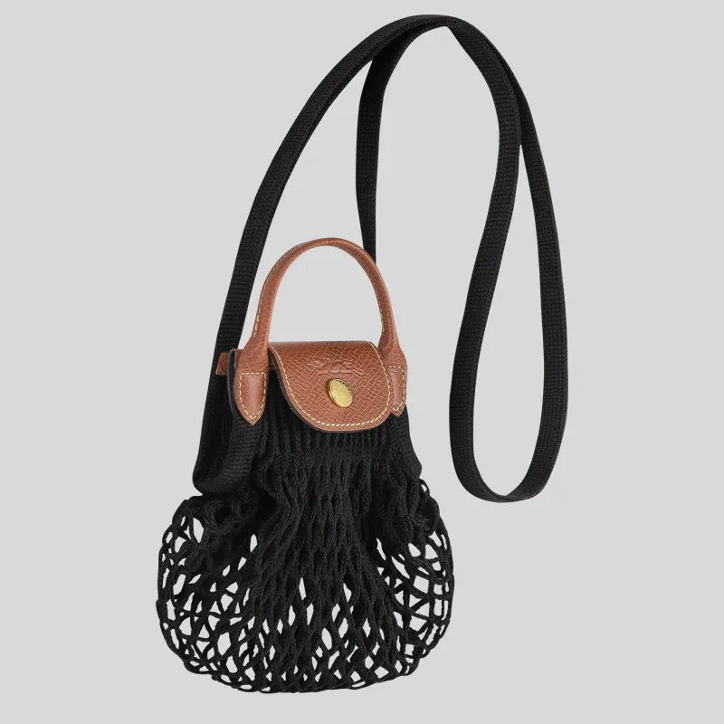LONGCHAMP Le Pliage Filet XS Mesh Bag Black RB-10139HVH
