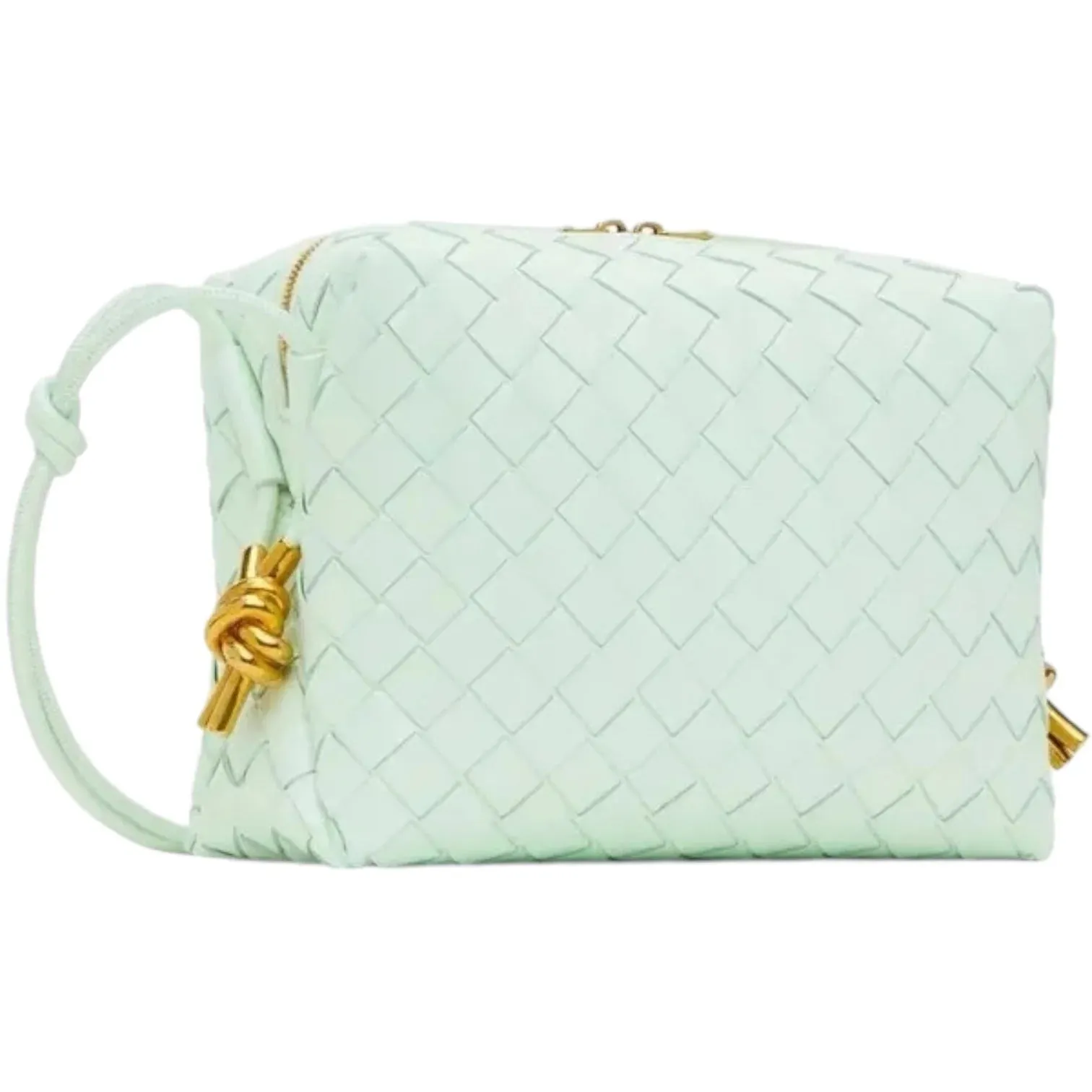 L'ora D'oro - Bella Leather Weaved Crossbody Bag - Menta