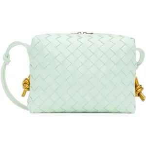 L'ora D'oro - Bella Leather Weaved Crossbody Bag - Menta