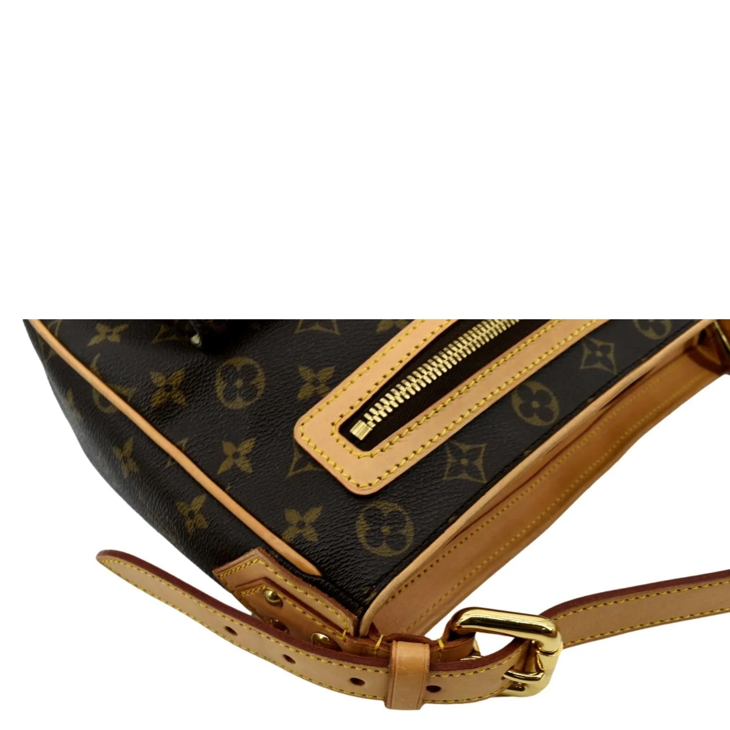 LOUIS VUITTON Hudson GM Monogram Canvas Shoulder Bag Brown