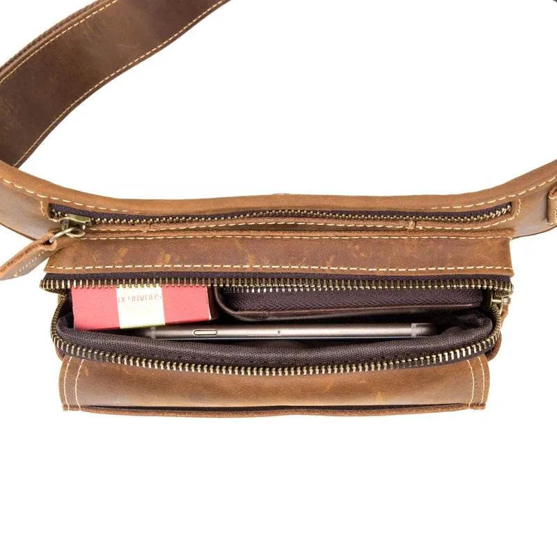 Luxury Male Leather Chest Bag Crossbody Sling Bag for Men