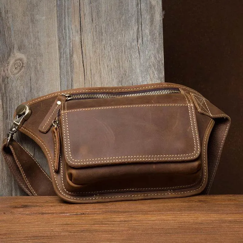Luxury Male Leather Chest Bag Crossbody Sling Bag for Men