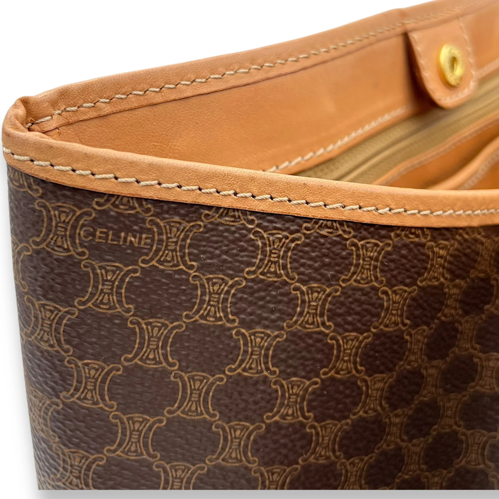Macadam Tote Bag Brown in Coated Canvas, Gold hardware