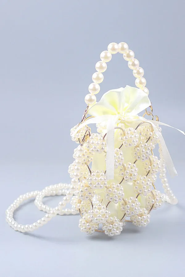 Metal Craft Hand-woven Hollow Pearl Bucket Bag