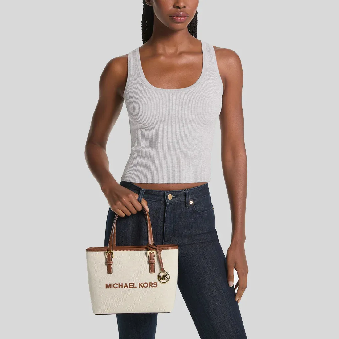 MICHAEL KORS Jet Set Travel Extra-Small Canvas Top-Zip Tote Bag Luggage RS-35S4GTVT0C