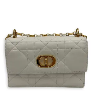 Miss Caro White Crossbody Bag in Calfskin, Gold hardware