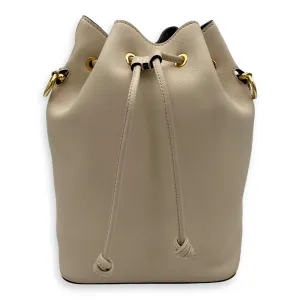 Mon Tresor Beige Bucket Bag in Calfskin, Gold hardware