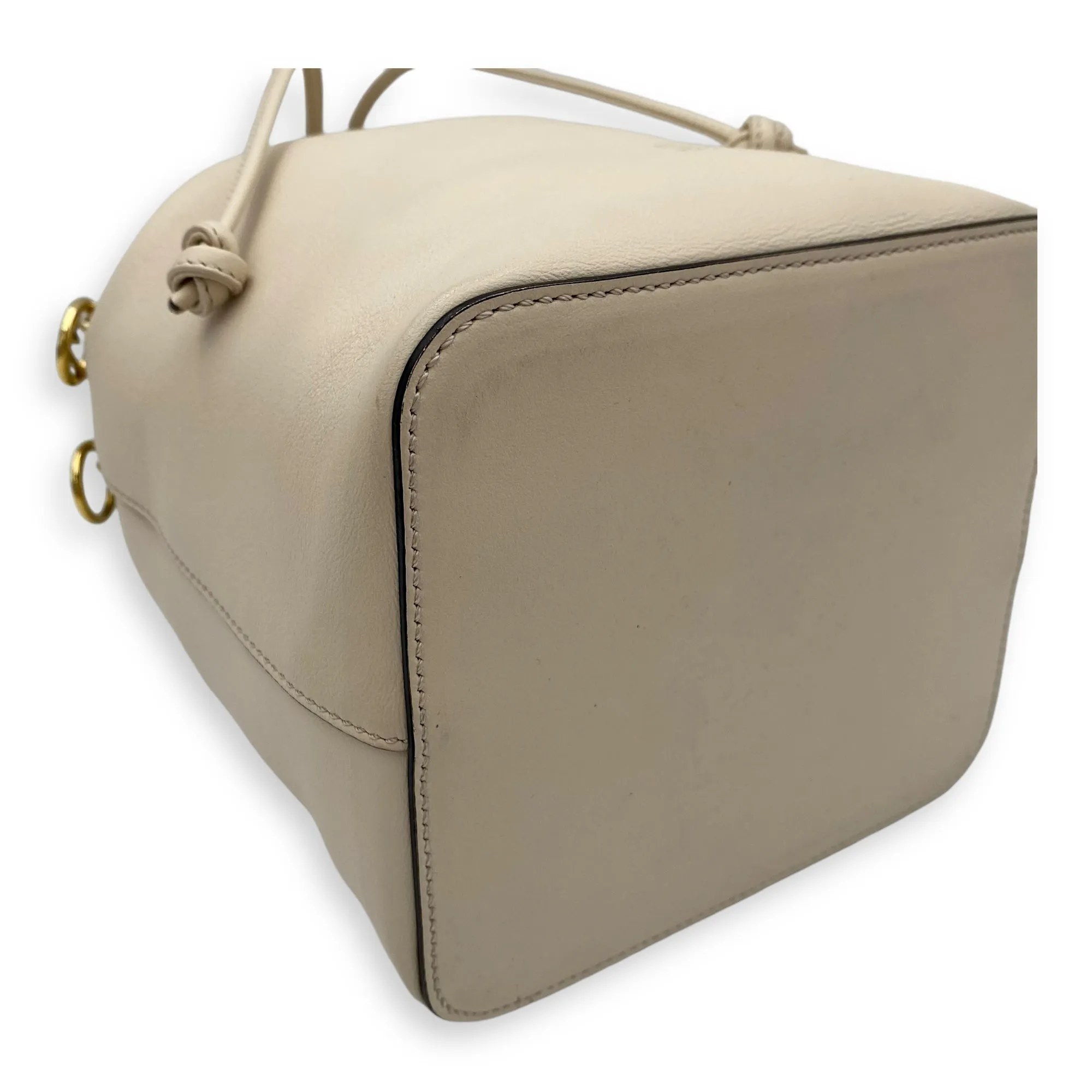 Mon Tresor Beige Bucket Bag in Calfskin, Gold hardware