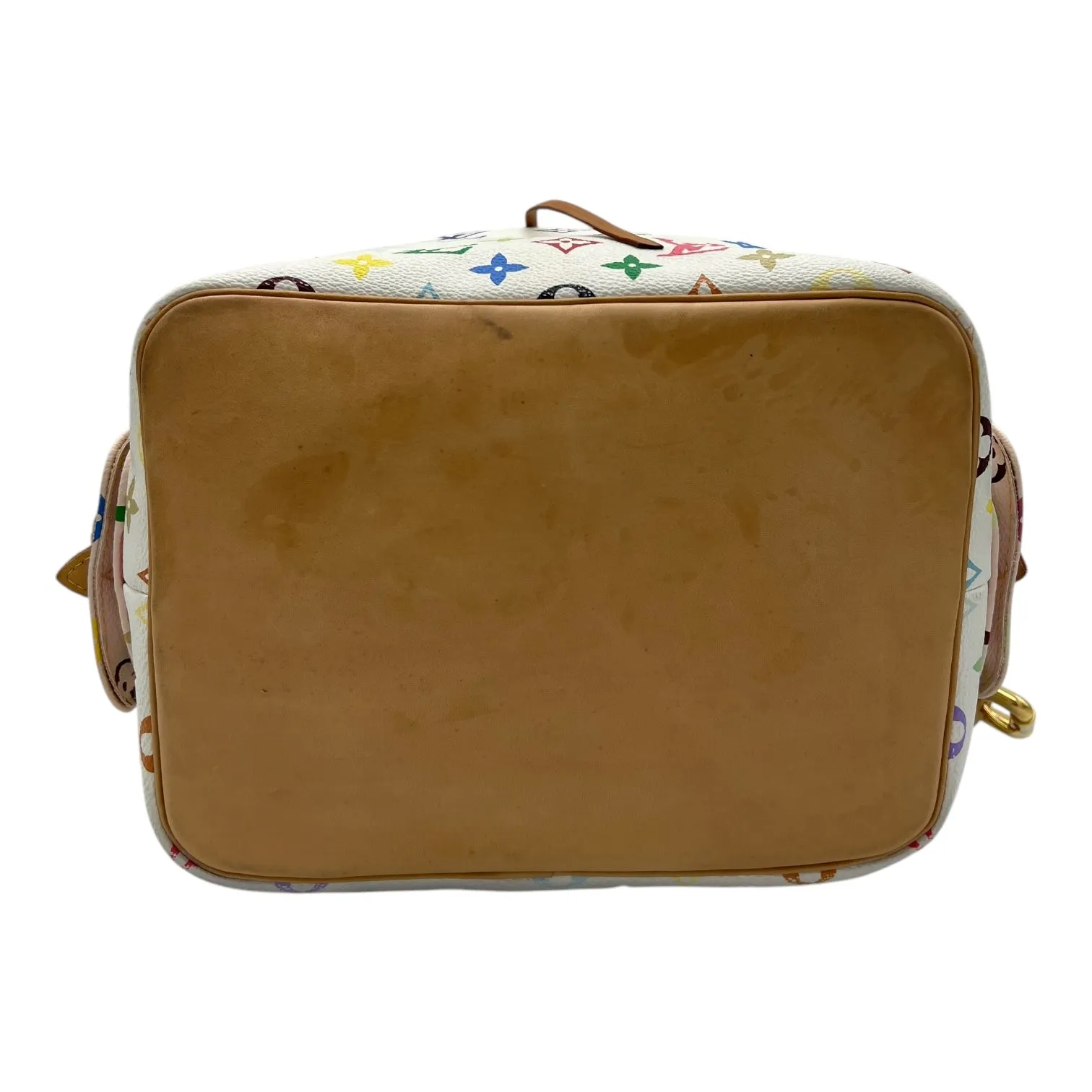 Murakami bucket Shoulder Bag White in Coated Canvas, Gold hardware
