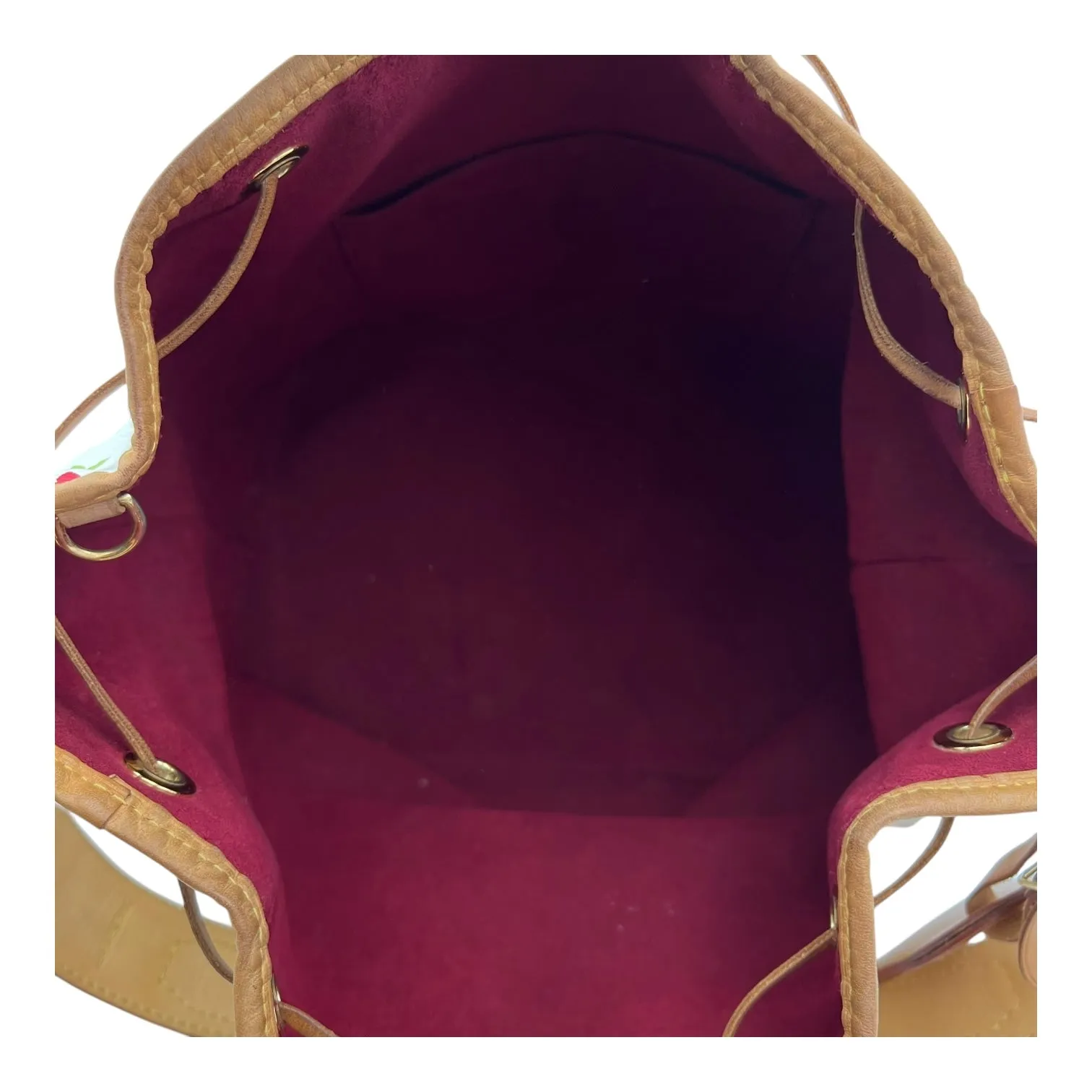 Murakami bucket Shoulder Bag White in Coated Canvas, Gold hardware