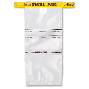 Nasco B01062 Whirl-Pak® Write-On Bags - 4 oz. (118 ml) - Box of 500 - Yellow Tape