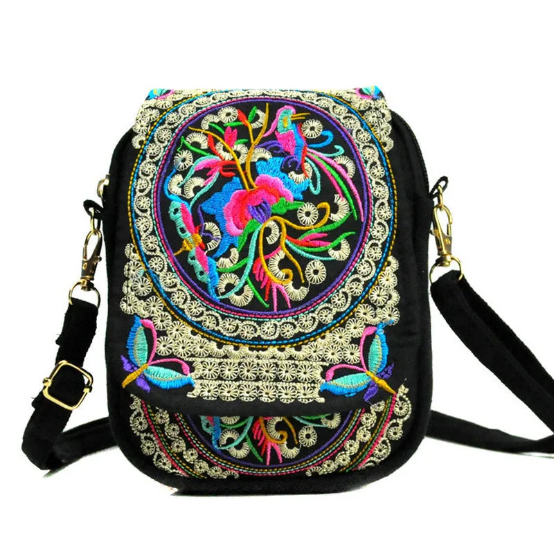 National Style Flip Embroidered Embroidery Mini Crossbody Bags