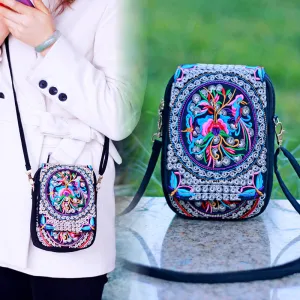 National Style Flip Embroidered Embroidery Mini Crossbody Bags