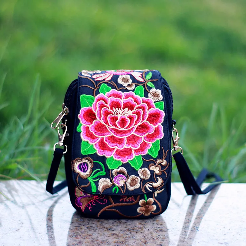 National Style Flip Embroidered Embroidery Mini Crossbody Bags