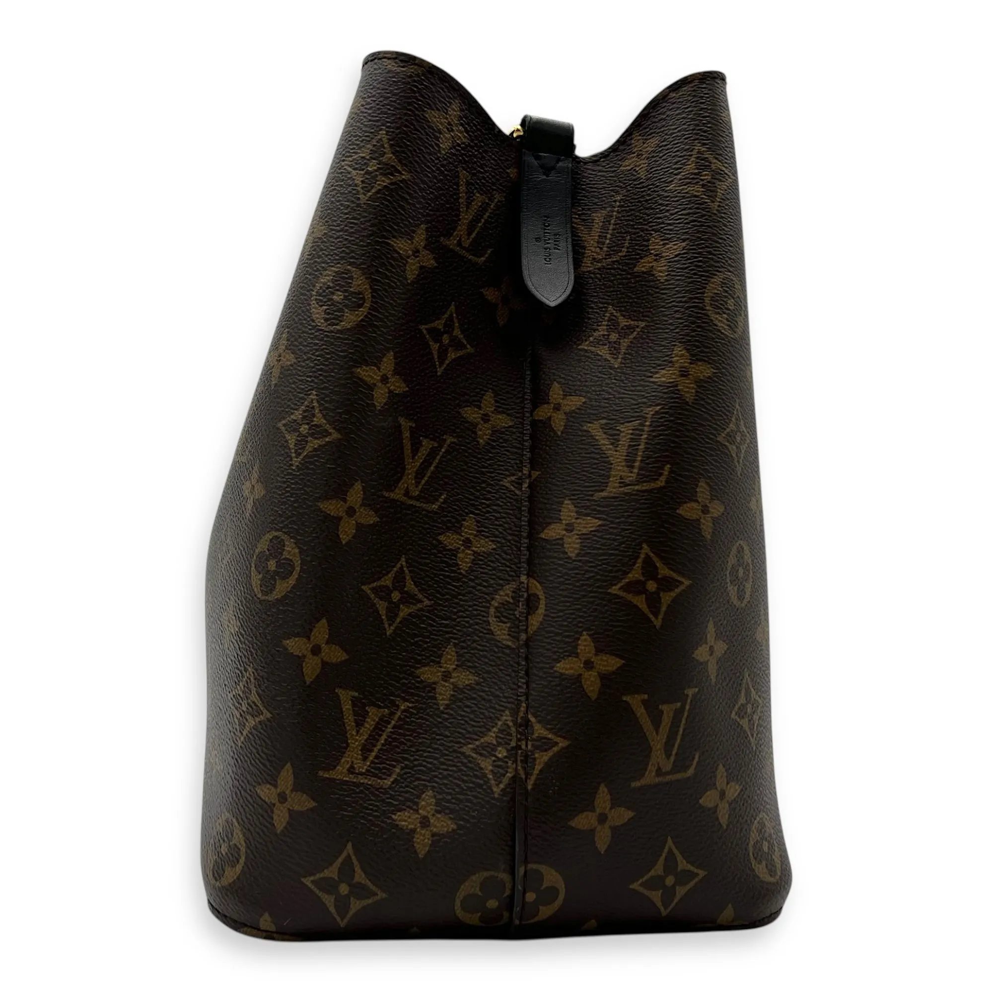NeoNoe MM Brown Bucket Bag in Monogram Coated Canvas, Gold hardware