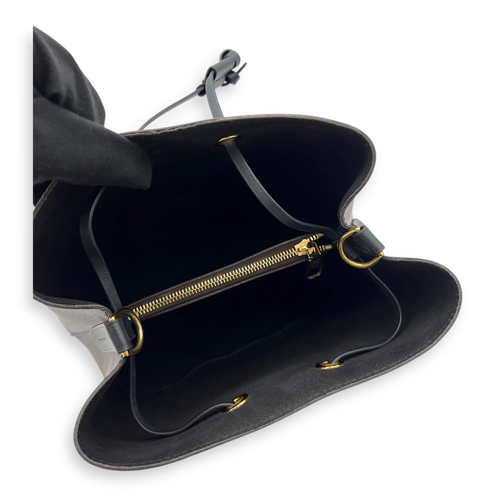 NeoNoe MM Brown Bucket Bag in Monogram Coated Canvas, Gold hardware