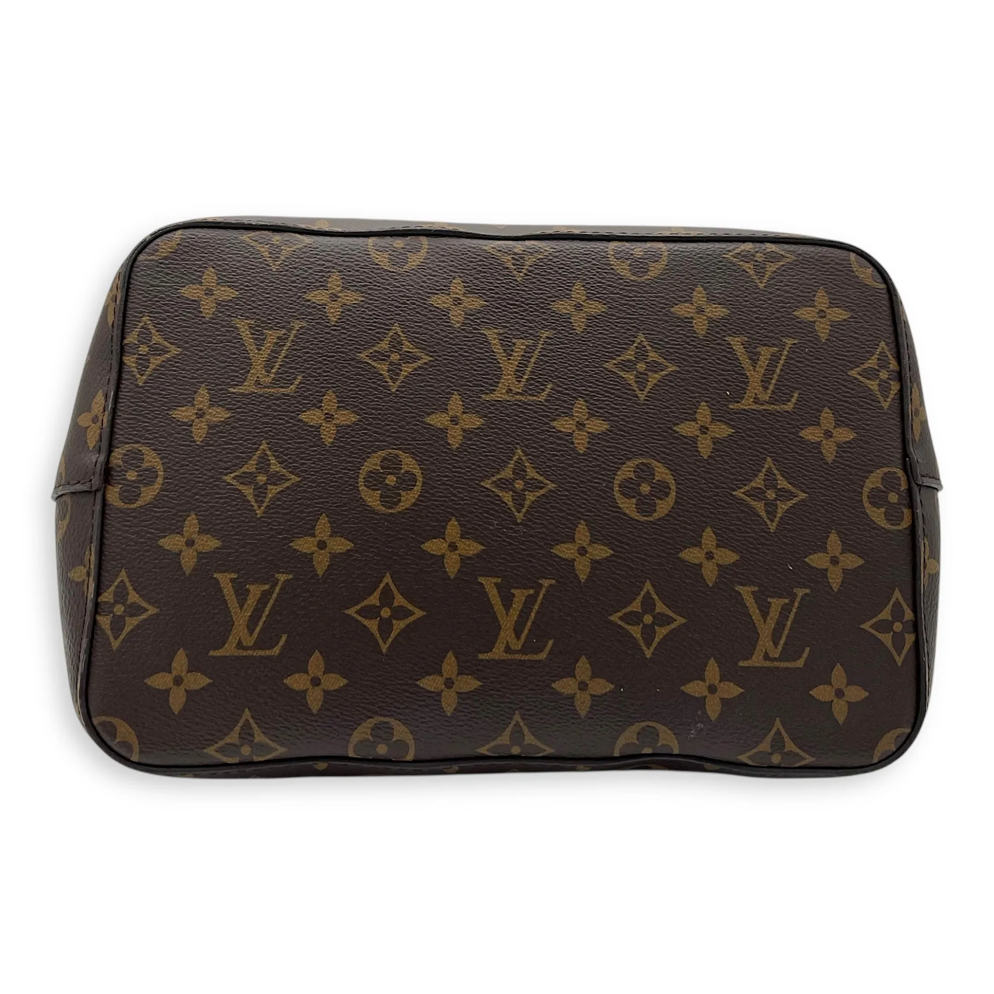 NeoNoe MM Brown Bucket Bag in Monogram Coated Canvas, Gold hardware