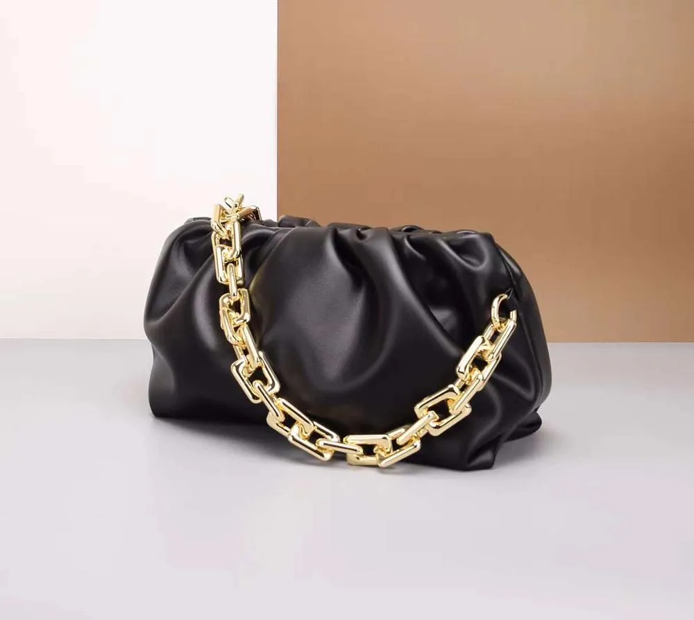 New fashion cloud bags high quality cowhide thick chain cloud  handbag shoulder armpit bag