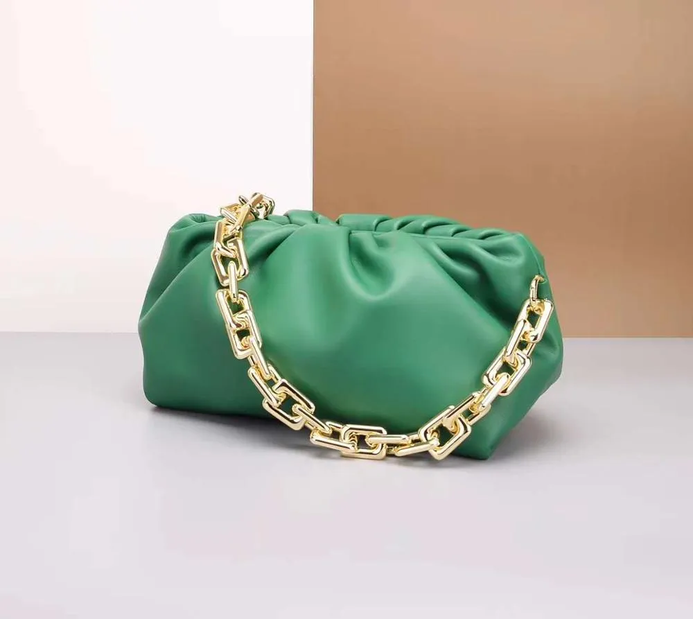 New fashion cloud bags high quality cowhide thick chain cloud  handbag shoulder armpit bag