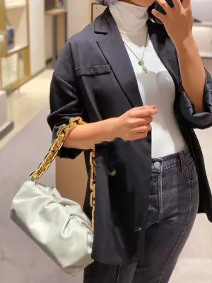New fashion cloud bags high quality cowhide thick chain cloud  handbag shoulder armpit bag
