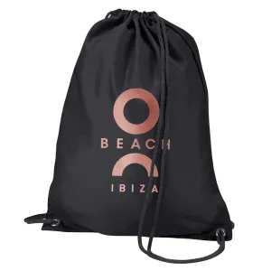 O Beach Metallic Rose Gold Logo Water Resistant Sports Gymsac Drawstring Day Bag