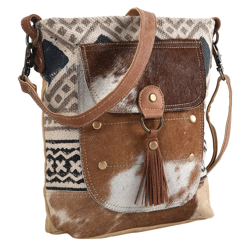 OHLAY MESSENGER Upcycled Wool Upcycled Canvas Hair-on Genuine Leather women bag western handbag purse