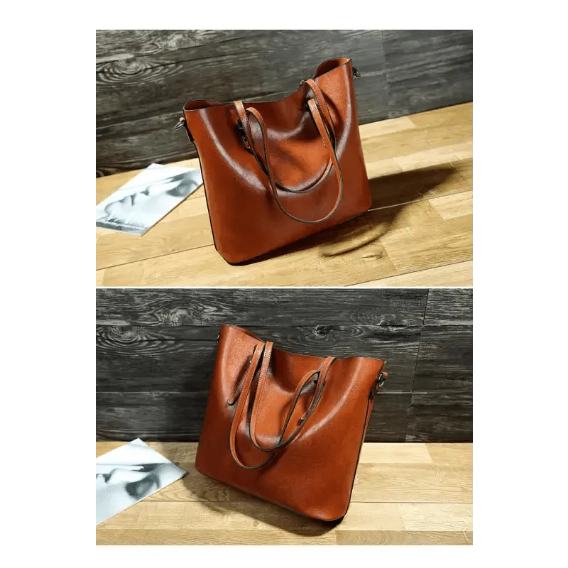 Oil Wax Portable Tote Bag with Sewing Thread & Multiple Pockets