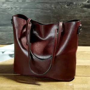 Oil Wax Portable Tote Bag with Sewing Thread & Multiple Pockets