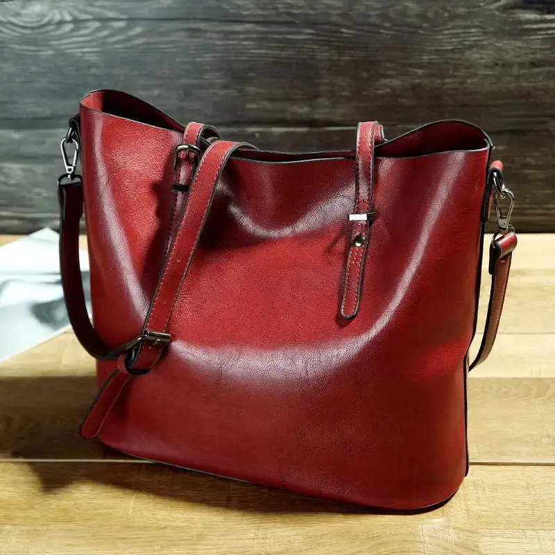 Oil Wax Portable Tote Bag with Sewing Thread & Multiple Pockets