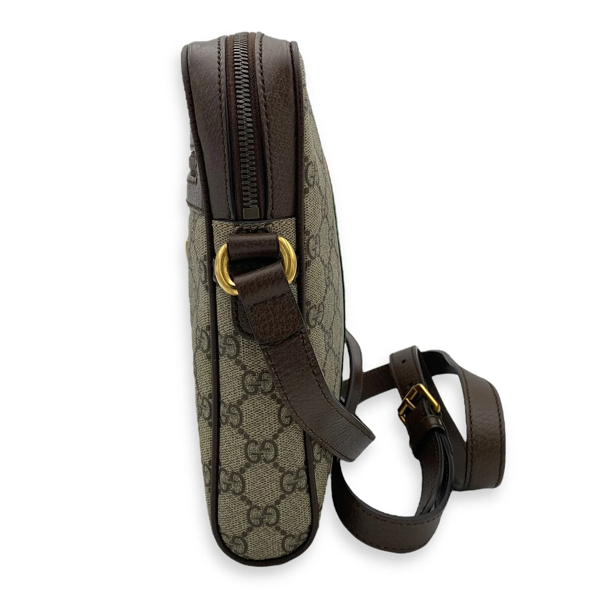 Ophidia Messenger Brown in Coated Canvas, Gold hardware