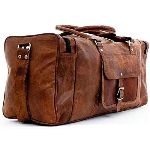 Overnight Weekend Vintage Handmade Brown Leather Travel Gym Sports Duffel Bag (20")