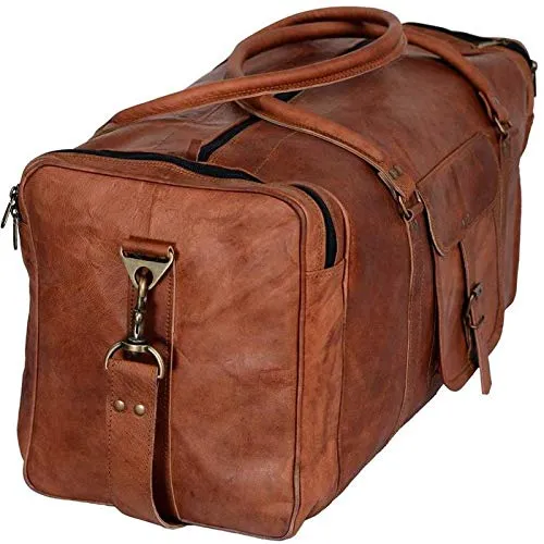 Overnight Weekend Vintage Handmade Brown Leather Travel Gym Sports Duffel Bag (20")