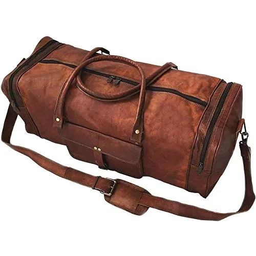 Overnight Weekend Vintage Handmade Brown Leather Travel Gym Sports Duffel Bag (20")