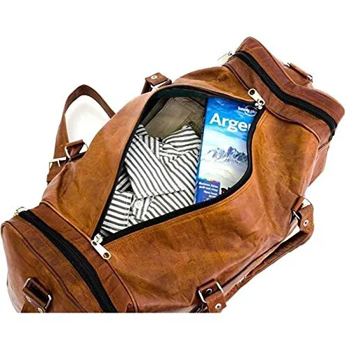 Overnight Weekend Vintage Handmade Brown Leather Travel Gym Sports Duffel Bag (20")