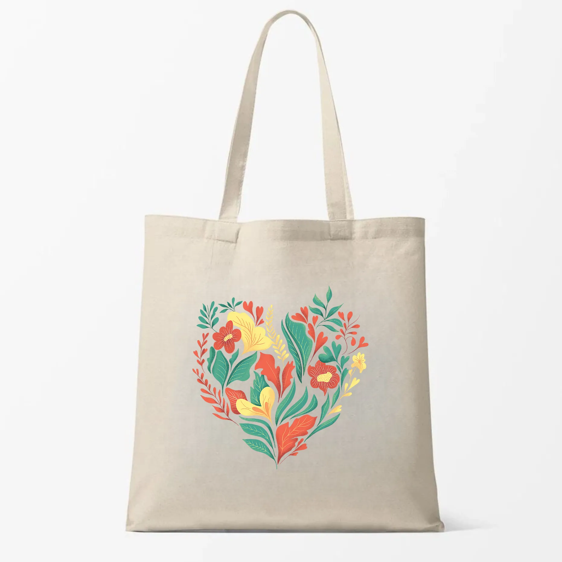 Peach Blossom Women's Cotton Printed Tote Bag With Zipper and Pouch