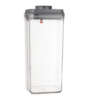 Pop Top Food Storage Container with Airtight Rubber Seal and Push Button Locking Cover, Unique Lid Hook, 2.65 qt