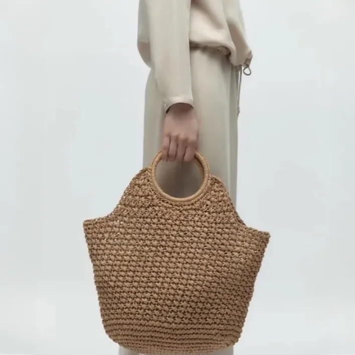 Portia Casual Straw Market Tote Bag