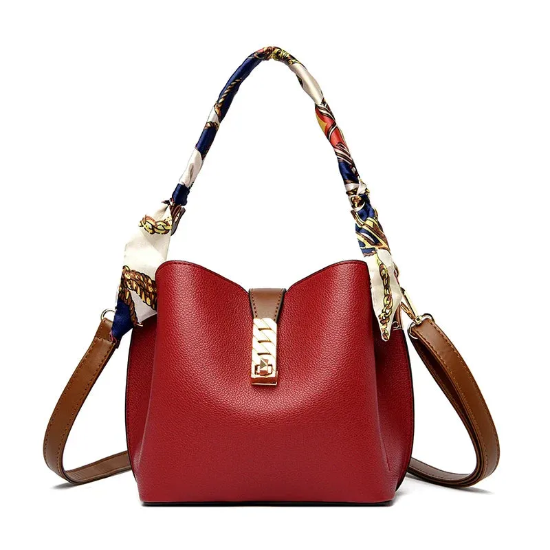 PU Leather Women Bucket Shoulder Bags