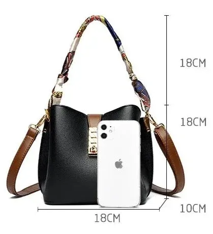PU Leather Women Bucket Shoulder Bags