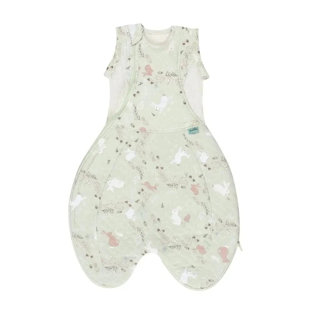 Purflo Swaddle To Sleep Bag 2.5 TOG 0-4 Month Lightweight - Storybook Sage (2 Pack)