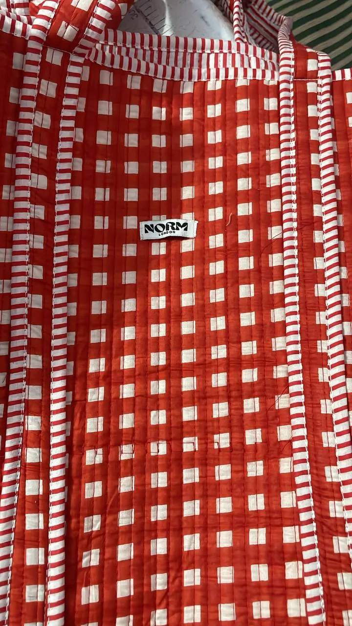 Red Checkered Reversible Tote bag