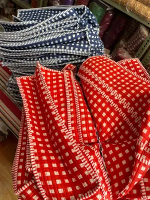 Red Checkered Reversible Tote bag